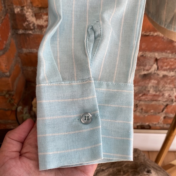 NWT BooHoo Linen Look Pinstripe Oversized Shirt - Picture 5 of 7